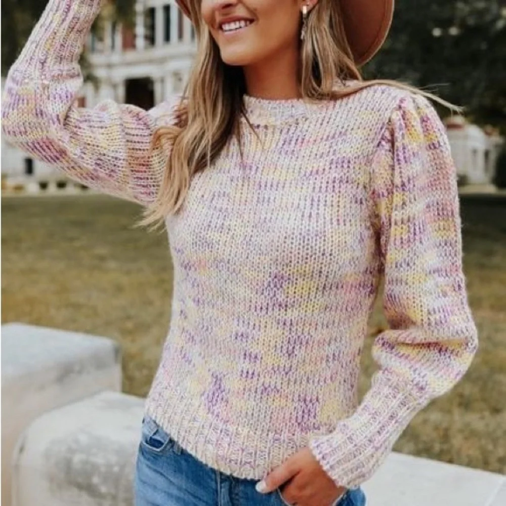 All in Favor PASTEL MARLED SWEATER